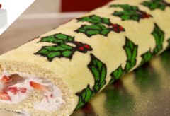Técnica Christmas Deco-Roll para decorar un rollo dulce navideño